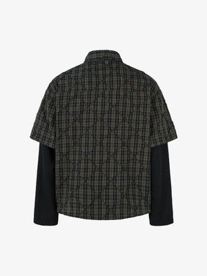 Dunkles Karohemd im Layered-Look mit schwarzen Ärmeln – Rückansicht | XoKool