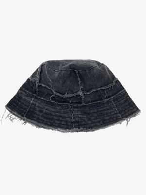 Distressed Denim Raw Edge Destroyed Bucket Hat - thumbnail 2