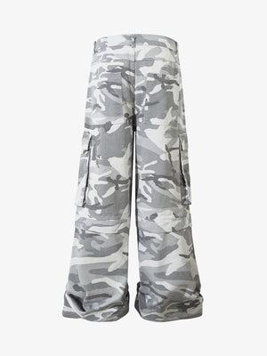 Grey camo cargo pants – back flat lay | XoKool