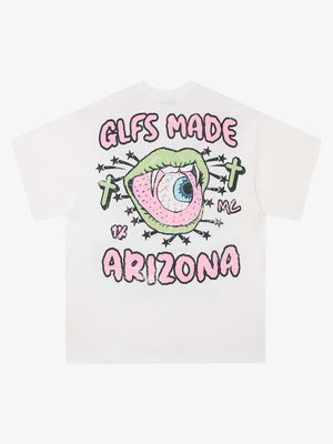 Oversized Graphic T-Shirt mit Eyeball-Print hinten – Weiß, Rückansicht | XoKool