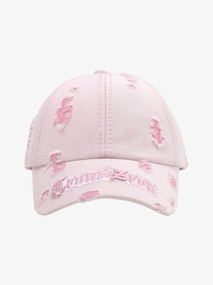 Distressed Letter Embroidery Baseball Cap - thumbnail 1