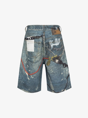 Graphic Jorts mit Scheren- und Ketten-Print – Rückansicht | XoKool