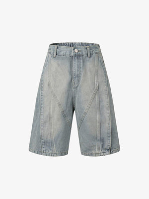 Washed Distressed Deconstructed Split Denim Shorts - thumbnail 3