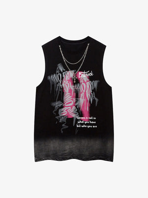 Street Necklace Graffiti Spray-Painted Vest - thumbnail 2