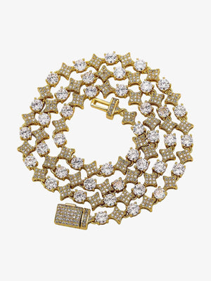 Star Tennis Chain – Gold, aufgerollte Halskette | XoKool