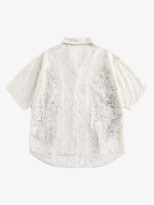 Exquisite Floral Embroidered Short-Sleeve Shirt - thumbnail 2