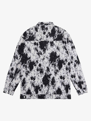 Black And White Contrast Floral Denim Jacket - thumbnail 2
