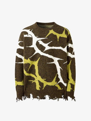 Ripped sweater – Brown, front view | XoKool