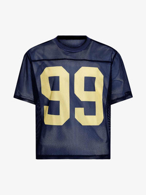 Cropped Mesh Football Trikot mit 99 Print – Navy, Vorderansicht | XoKool