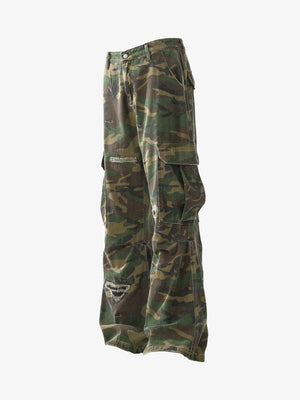 Camo cargo pants – side view flat | XoKool