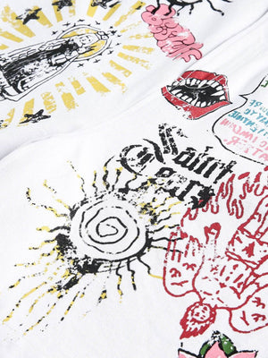 Weiße Graffiti Shorts – Print vorne im Detail | XoKool