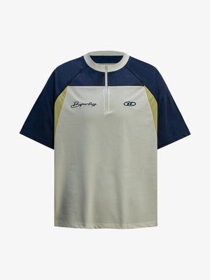 Quick-Dry Contrast Color Quarter Zip Up T-shirt - thumbnail 9