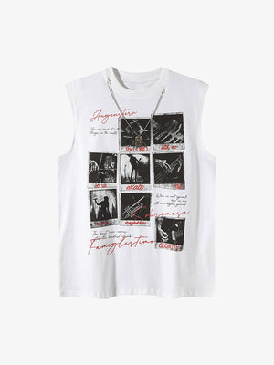 Graphic Rock Singer Print Metal Tag Vest - thumbnail 6