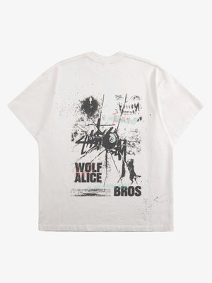 Weißes T-Shirt mit Farbspritzern und Back Print – Rückansicht | XoKool