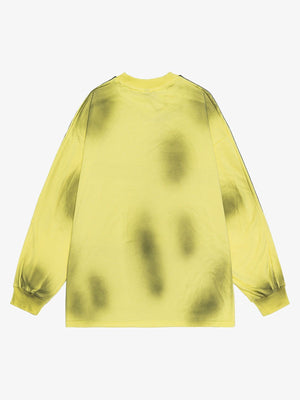 Spray Dyed Longsleeve im Football-Trikot-Look – Zitronengelb, Rückansicht | XoKool