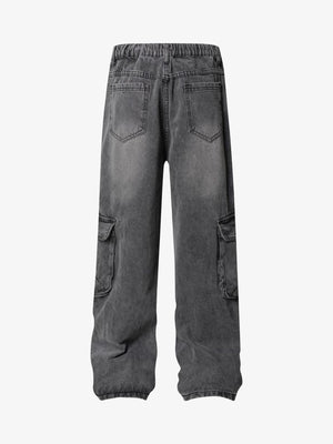 Grey Washed Cargo Jeans – back view | XoKool