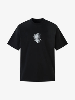 Heavy Cotton Washed Cross Shield Print T-shirt - thumbnail 4