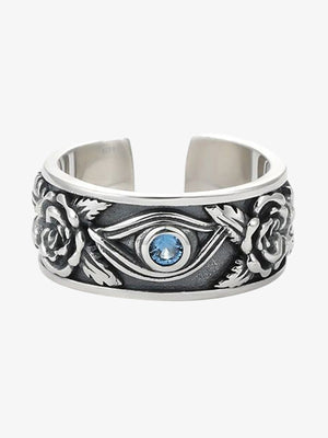 Evil Eye Rose Ring in Antique Silver-Tone – Antique Silver, front view | XoKool