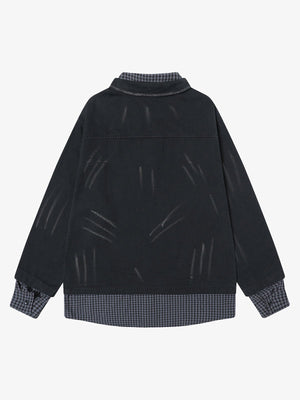 Wasteland Style Retro Washed Faux Two-Piece Shirt - thumbnail 2