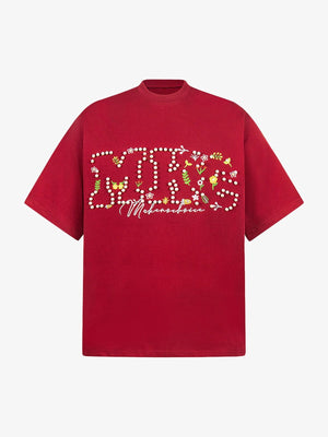 Oversized Embroidered Floral Letter T-Shirt - thumbnail 10