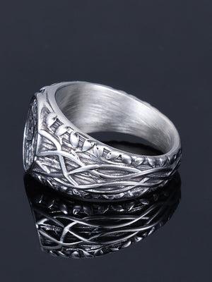 Lebensbaum Siegelring mit Ranken-Band – Silber, Seitenansicht des Rings | XoKool