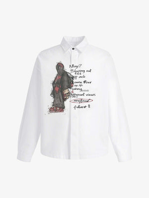 Graphic Portrait Print Long-Sleeve Shirt - thumbnail 3