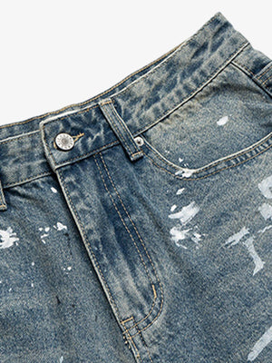 Graphic Jorts mit Scheren- und Ketten-Print – Fronttasche im Detail | XoKool
