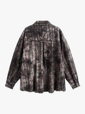 Vintage Plaid Tie-Dye Long Sleeve Shirt - thumbnail 3