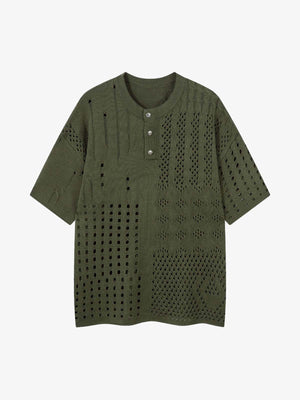 Openwork Knit Short-Sleeve Sweater - thumbnail 9