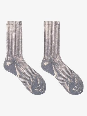 Faded Tie Dye Ribbed Crew Socks – Dark grey, pair flat | XoKool