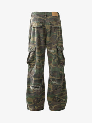 Camo cargo pants – back view flat | XoKool