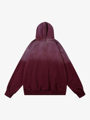 Gradient Hoodie with Gothic Letter Embroidery – Burgundy, back view | XoKool