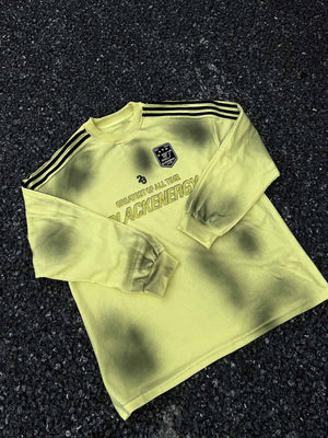 Longsleeve im Football-Trikot-Look – Zitronengelb, Flatlay | XoKool