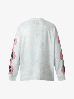 Gesprenkeltes Oversized Longsleeve mit Kreis-Emblem – Hellgrau, Rückseite | XoKool