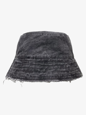 Distressed Denim Raw Edge Destroyed Bucket Hat - thumbnail 3