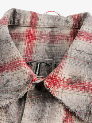 Distressed Patch Plaid Short-Sleeve Shirt - thumbnail 9