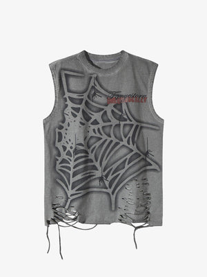 Raggedy Design Spider Web Graphic Vest - thumbnail 3