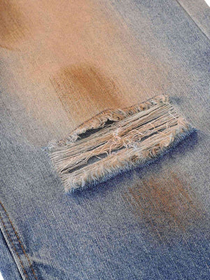 Zweifarbige Jeans – Riss Detailansicht | XoKool