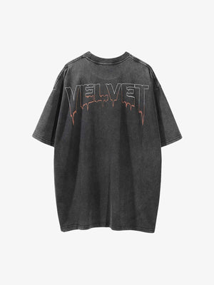 Butterfly Face Graphic T-Shirt in Washed Black – Rücken-Print | XoKool