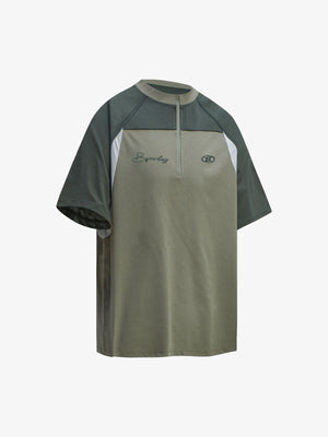Quick-Dry Contrast Color Quarter Zip Up T-shirt - thumbnail 2