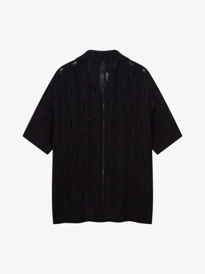 Cleanfit Black Knit Zip-Up Short-Sleeve Shirt - thumbnail 2