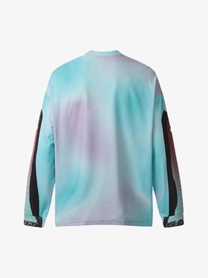 Camiseta de manga larga estilo jersey de motocross con degradado – Azul, espalda plana | XoKool