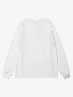 Weißes Longsleeve mit Dornenkreuz-Saint-Print – Rückansicht | XoKool