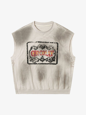 Vintage Washed Graphic Distressed Vest - thumbnail 3