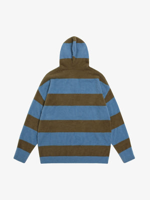 Hooded Striped Knit Sweater - thumbnail 2