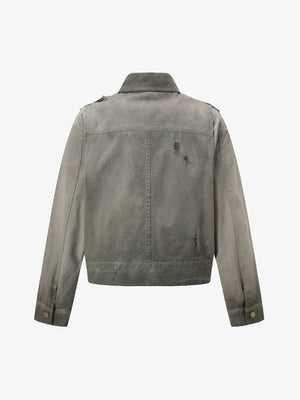 Distressed Irregular Zip Up Denim Jacket - thumbnail 3