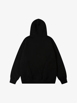Denim Star Patch Hoodie mit Fleece-Futter – Schwarz, Rückansicht | XoKool