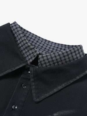 Wasteland Style Retro Washed Faux Two-Piece Shirt - thumbnail 3