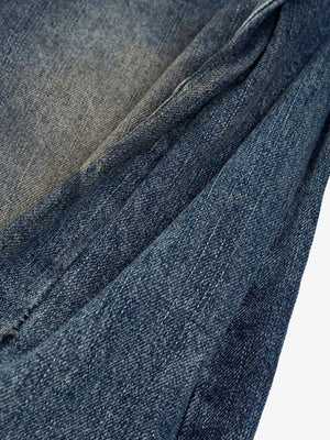 Vintage Blue Dirty Wash Barrel Jeans – leg close-up | XoKool