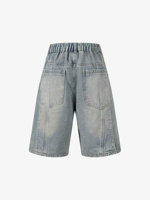 Washed Distressed Deconstructed Split Denim Shorts - thumbnail 4
